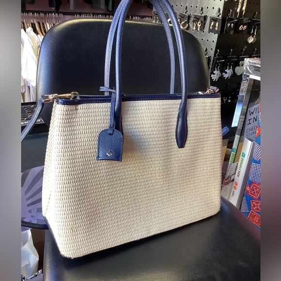 Kate Spade Blue and Cream Textured Tote - Picture 5 of 5
